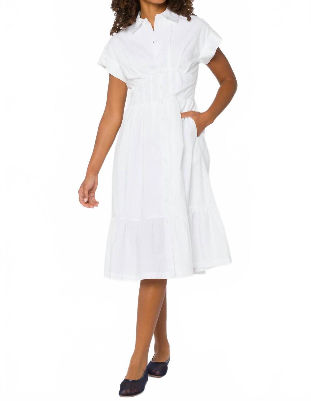 NEW VELVET HEART emily short sleeve midi dress in white